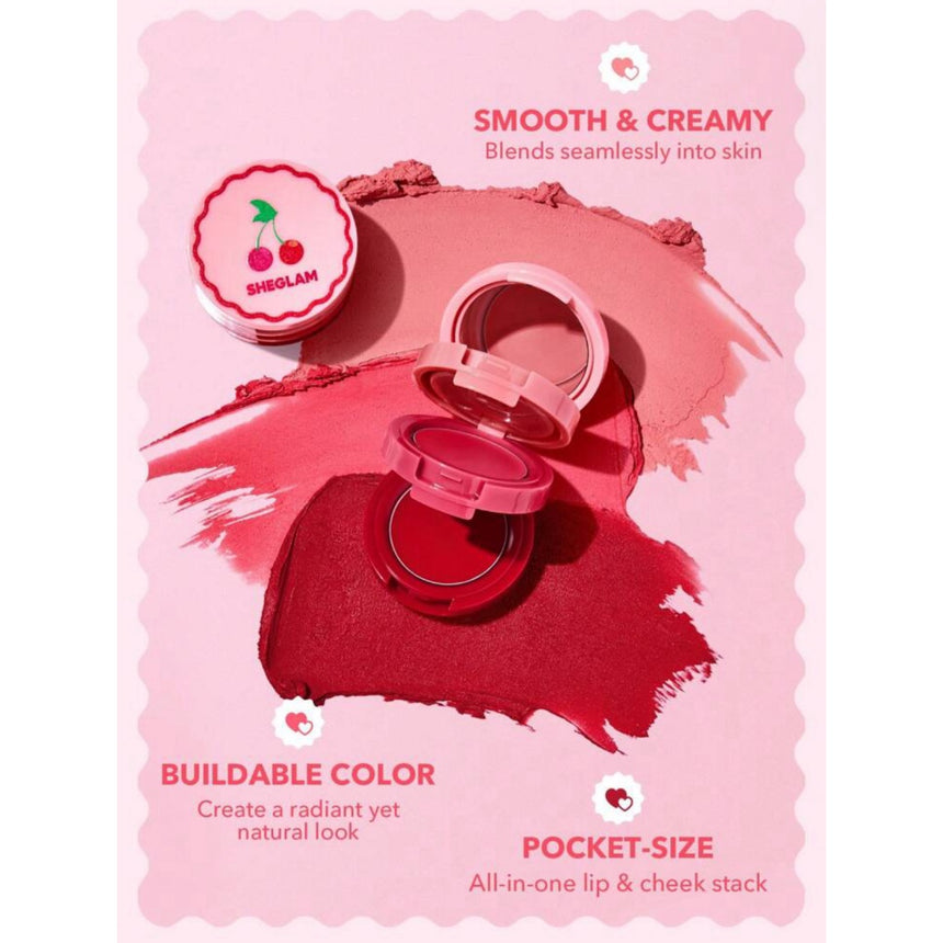 Rubor para Labios y Mejillas She Glam Very Cherry Cheek & Lip Cream Stack