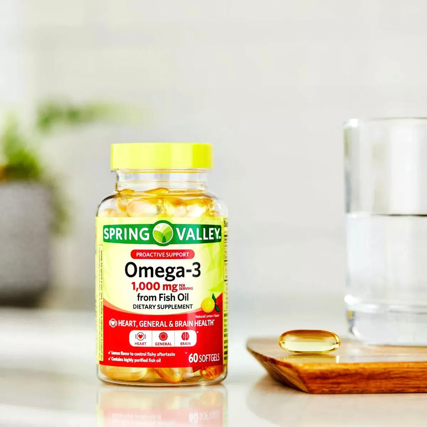 Tabletas en Gel de Omega Spring Valley Omega 3 1000mg From Fish Oil 60uni