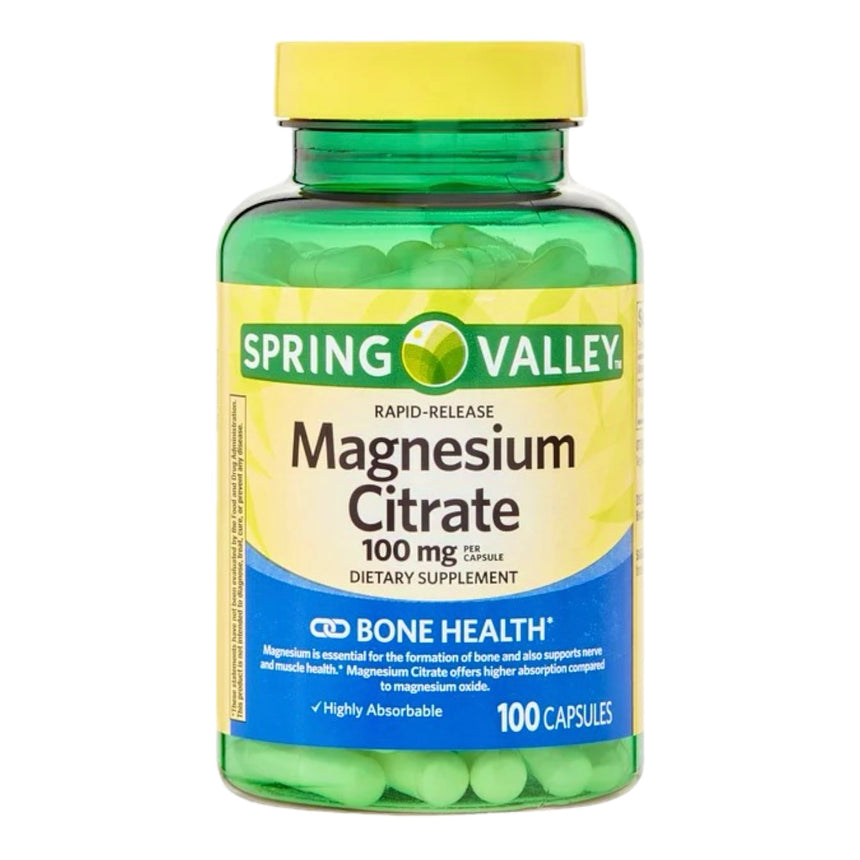 Cápsulas de Citrato de Magnesio Spring Valley Magnesium Citrate Bone Health 100mg 100uni