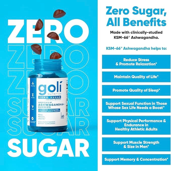 Gomitas sin Azúcar Goli Zero Sugar Ashwagandha Gummies 60uni