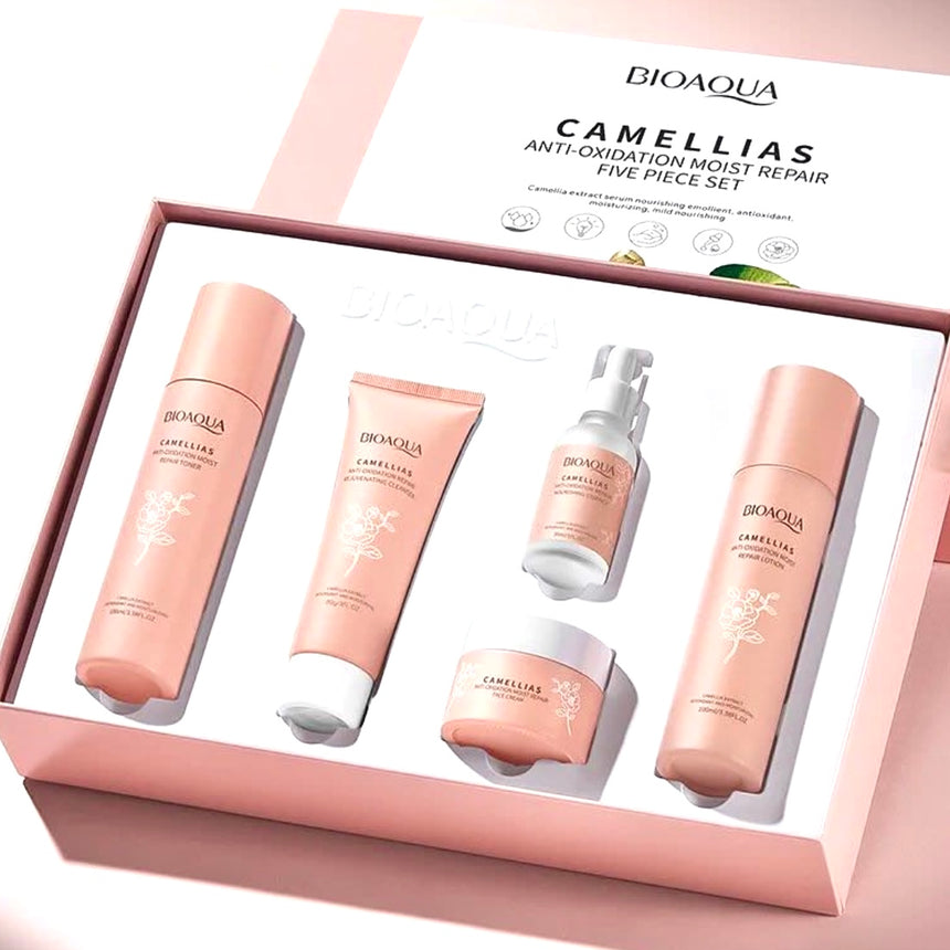 Kit de Skincare de Camelias Bioaqua Camelias Anti Oxidant Moist Repair