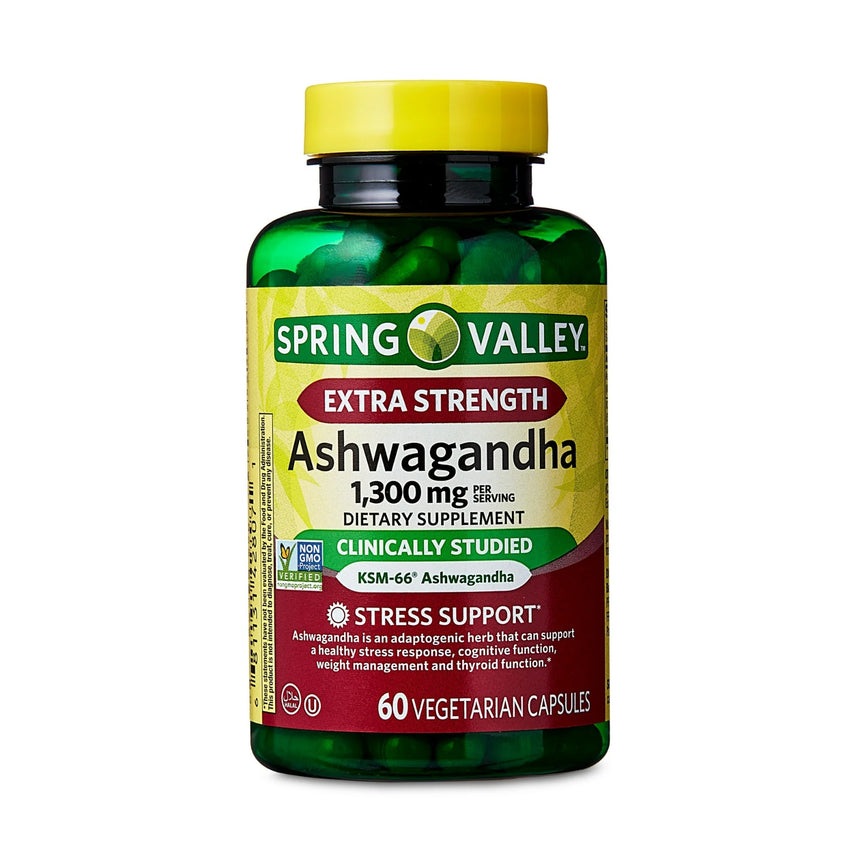 Cápsulas Vegetarianas Spring Valley Ashwagandha 1300mg