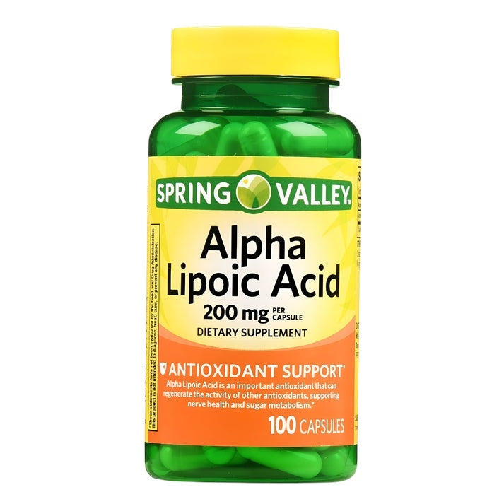 Suplemento Antioxidante de Ácido Alpha Lipoic Spring valley 200mg 100uni
