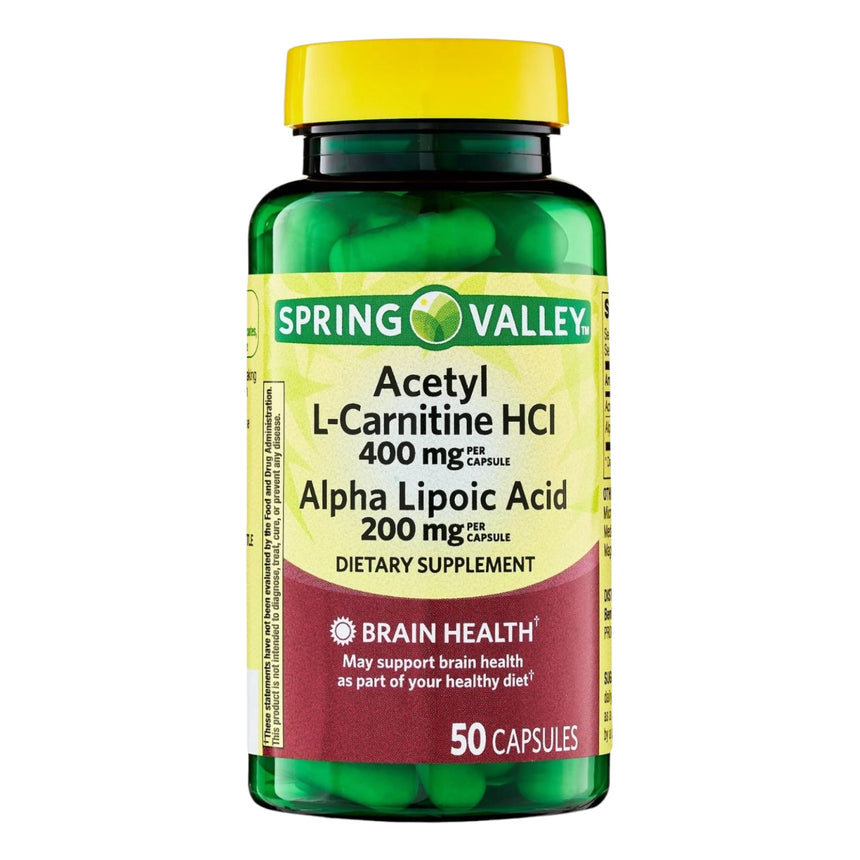 Cápsulas Spring Valley Acetyl L Carnitine Hci 400mg Alpha Lipoic Acid 50uni