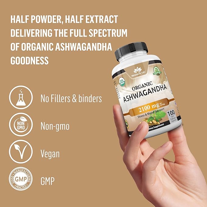 Cápsulas Orgánicas de Aswagandha Naturalife Labs Organic Ashwagandha