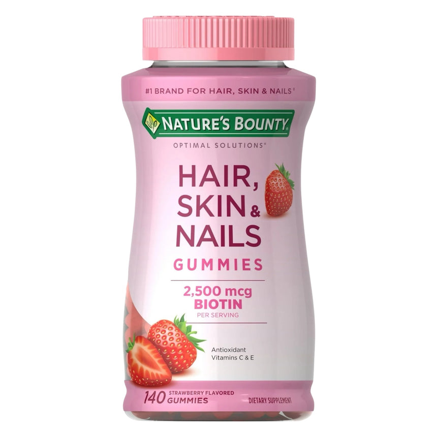 Gomitas para Cabello, Piel y Uñas Nature’s Bounty Hair, Skin & Nails Gummies Biotin (Tamaños Variados)