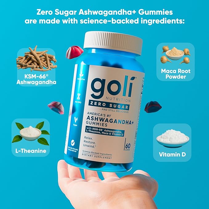 Gomitas sin Azúcar Goli Zero Sugar Ashwagandha Gummies 60uni