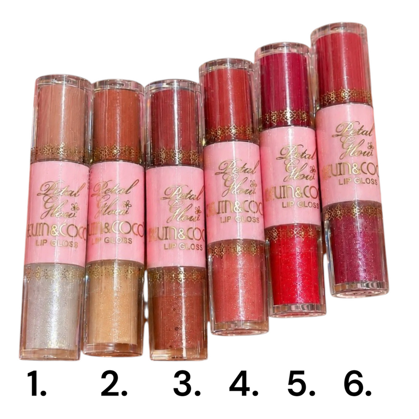 Dúo de Labial Kevin & Coco Petal Glow Lip Gloss