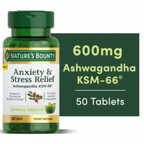 Tabletas de Ashwagandha para Ansiedad Nature’s Bounty Anxiety & Relief Stress Relief