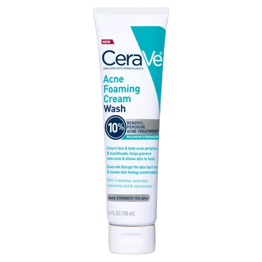 Crema Limpiadora Cerave Acne Foaming Cream Wash 10% Benzoyl Peroxide Acne Treatment