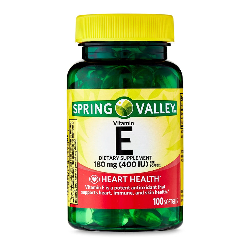 Softgels de Vitamina E Spring Valley Vitamin E Dietary Supplement 180mg 100uni