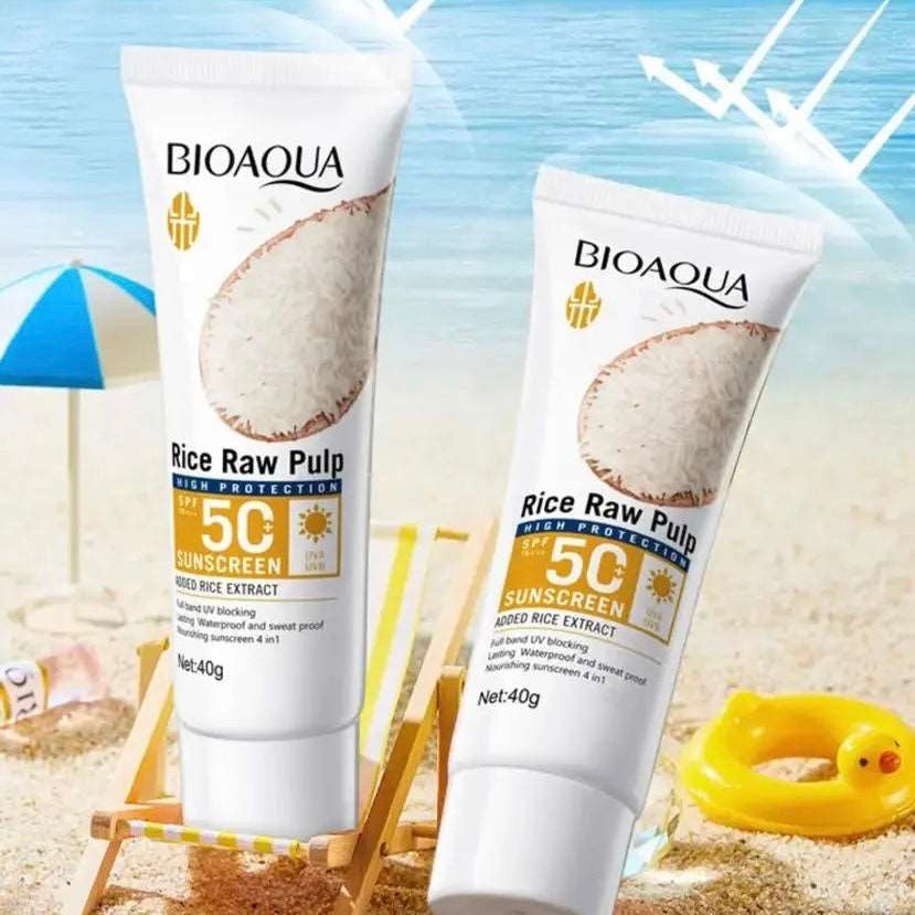 Protector Solar de Arroz Bioaqua Rice Raw Pulp Sunblock 50spf