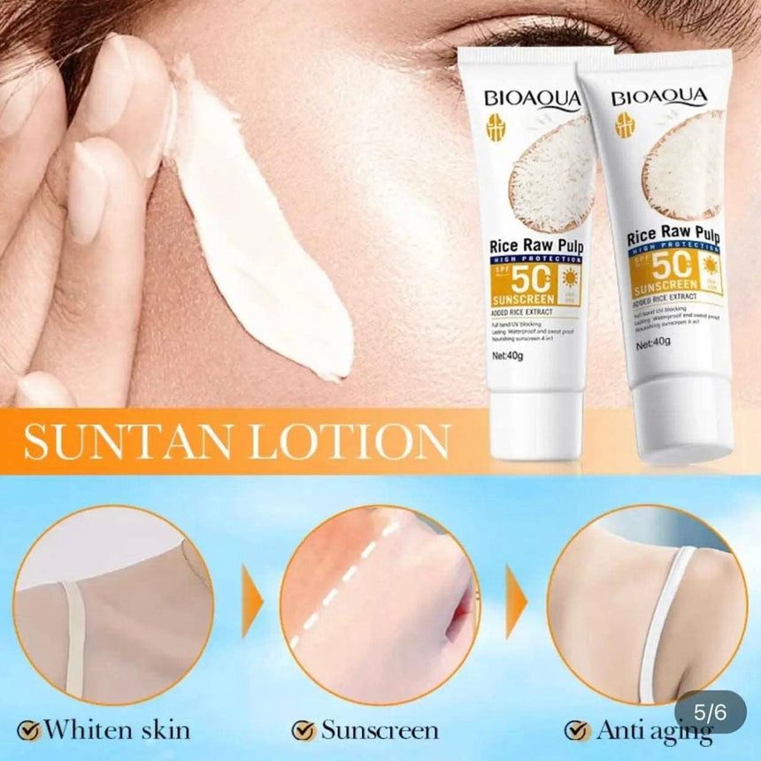 Protector Solar de Arroz Bioaqua Rice Raw Pulp Sunblock 50spf