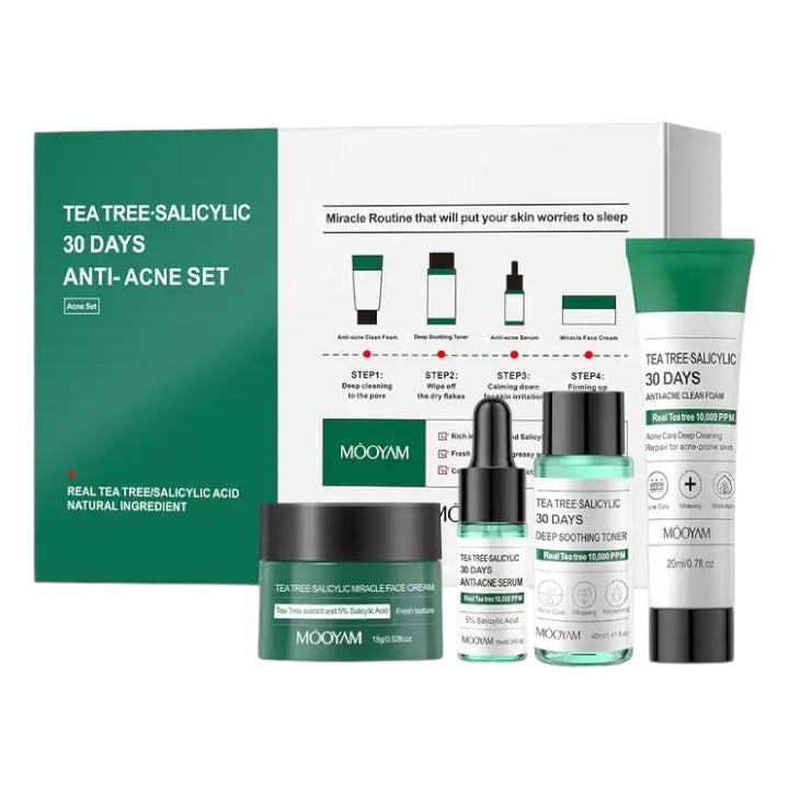 Kit de Té de Árbol para Acné Mooyam Tea Tree Salicylic 30 Days Anti Acne Set