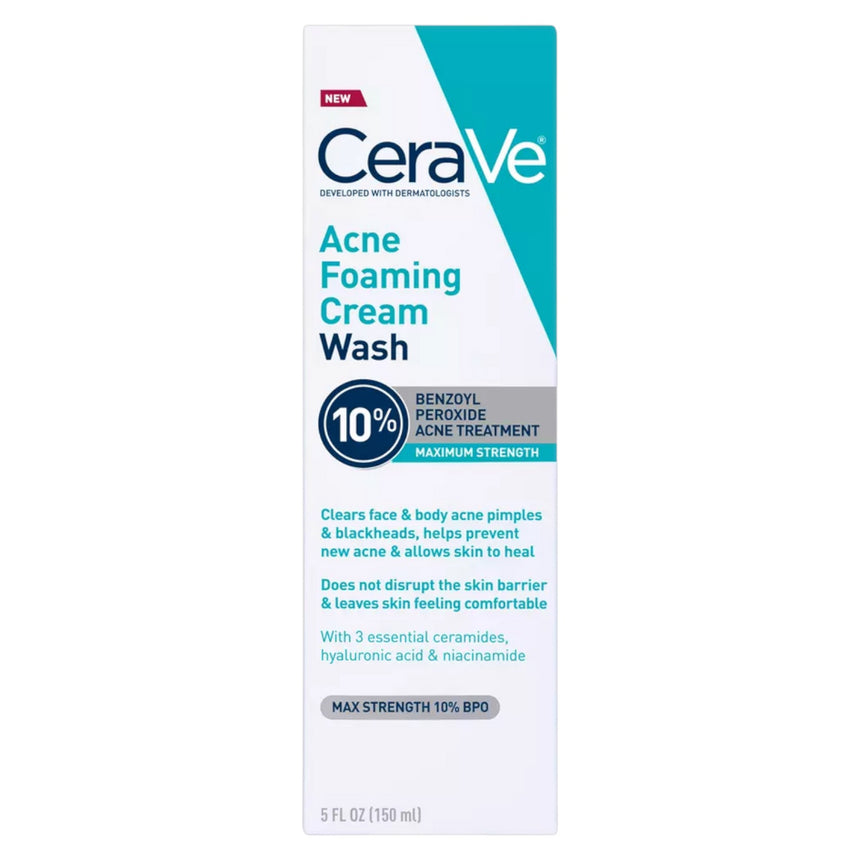 Crema Limpiadora Cerave Acne Foaming Cream Wash 10% Benzoyl Peroxide Acne Treatment