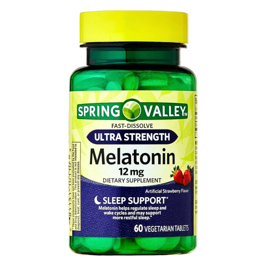 Tabletas de Melatonina para Soporte de Sueño Extra Fuertes Spring Valley Ultra Strength Melatonin Sleep Support 12mg 60uni