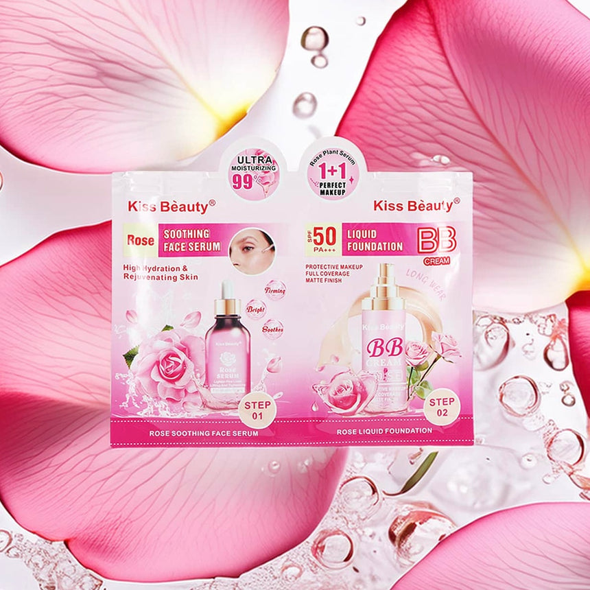 Dúo Maquillaje Perfecto Kiss Beauty Soothing Face Serum & Liquid Foundation