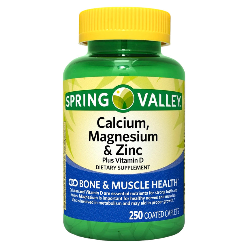 Tabletas de Calcio, Magnesio y Zinc Spring Valley Calcium, Magnesium & Zinc Plus Vitamin D Bone & Muscle Health 250uni