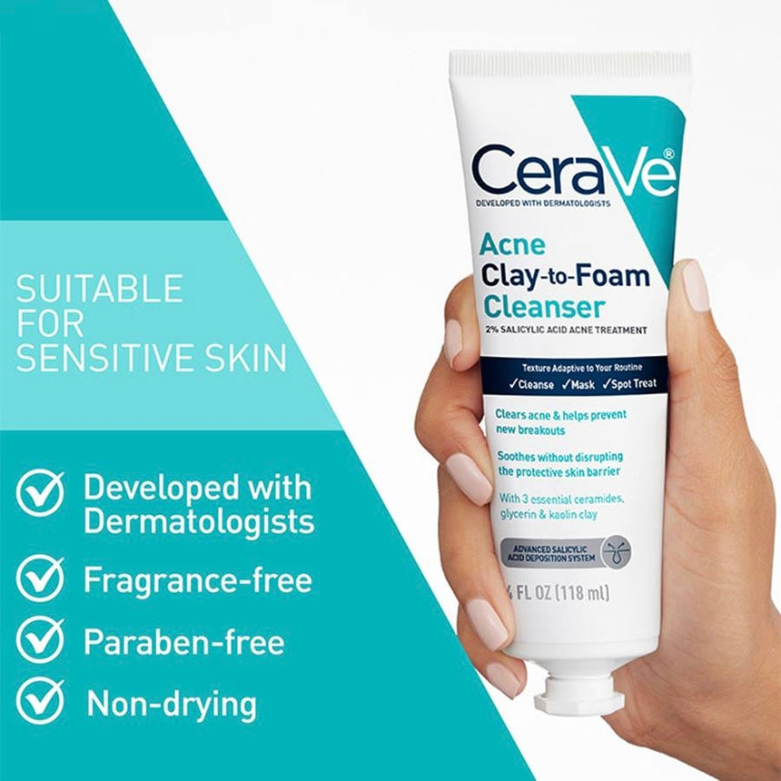 Limpiador Facial para Acné Cerave Acne Clay To Foam Cleanser 118ml