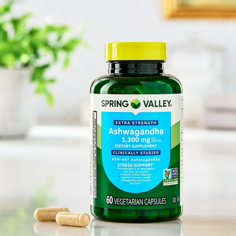 Cápsulas de Ashwagandha Spring Valley Ashwagandha Extra Strength 1300mg 60 uni