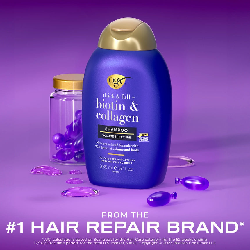 Shampoo con Colageno y Biotina OGX Biotin and Collagen Thick & Full Shampoo 13oz