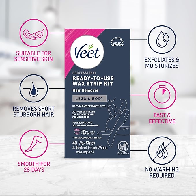 Bandas Depilatorias Veet Ready to Use Wax Strip Kit Legs & Body