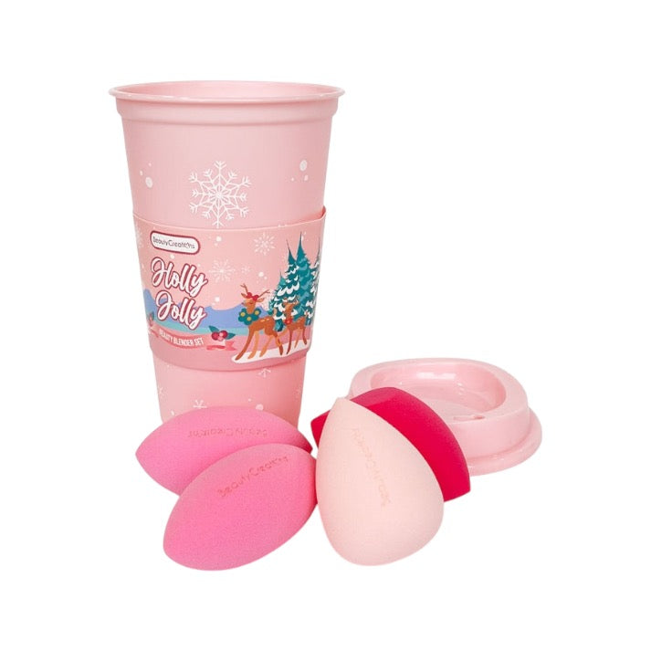 Al por Mayor Kit de Esponjas Beauty Creations Oh Deer Christmas Holly Jolly Beauty Blender Cup