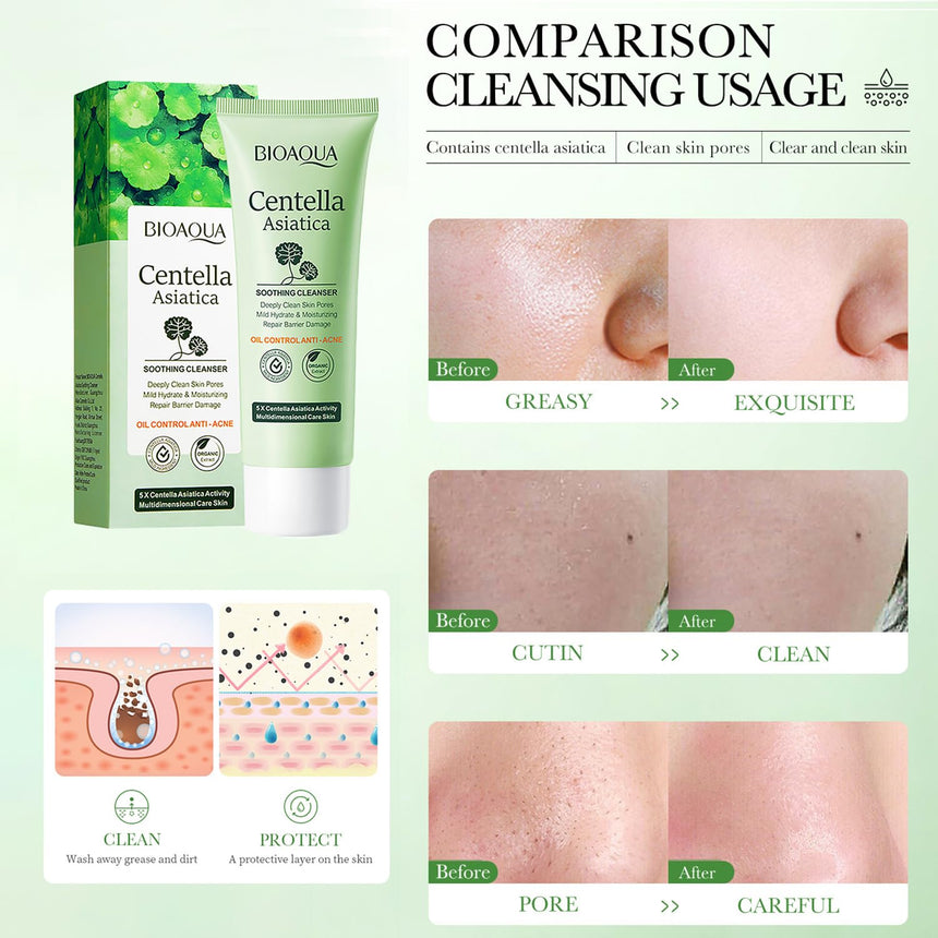 Limpiador para Piel Grasa Bioaqua Centella Asiatica Soothing Face Cleanser Oil Control 100ml