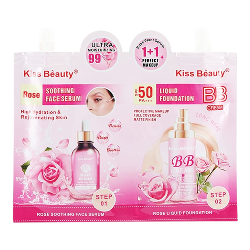 Dúo Maquillaje Perfecto Kiss Beauty Soothing Face Serum & Liquid Foundation