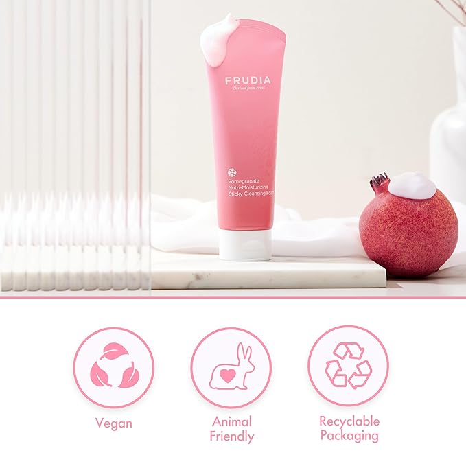 Limpiador Coreano y Vegano de Granada Frudia Nutrí Moisturizing Sticky Cleansing Foam 145ml