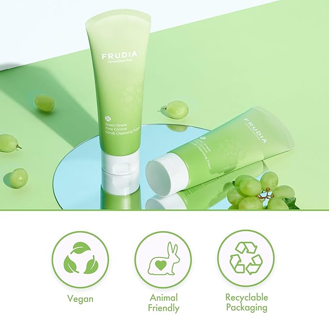 Limpiador de Poros Coreano y Vegano Frudia Green Grape Pore Control Scrub Cleanser Control 145ml