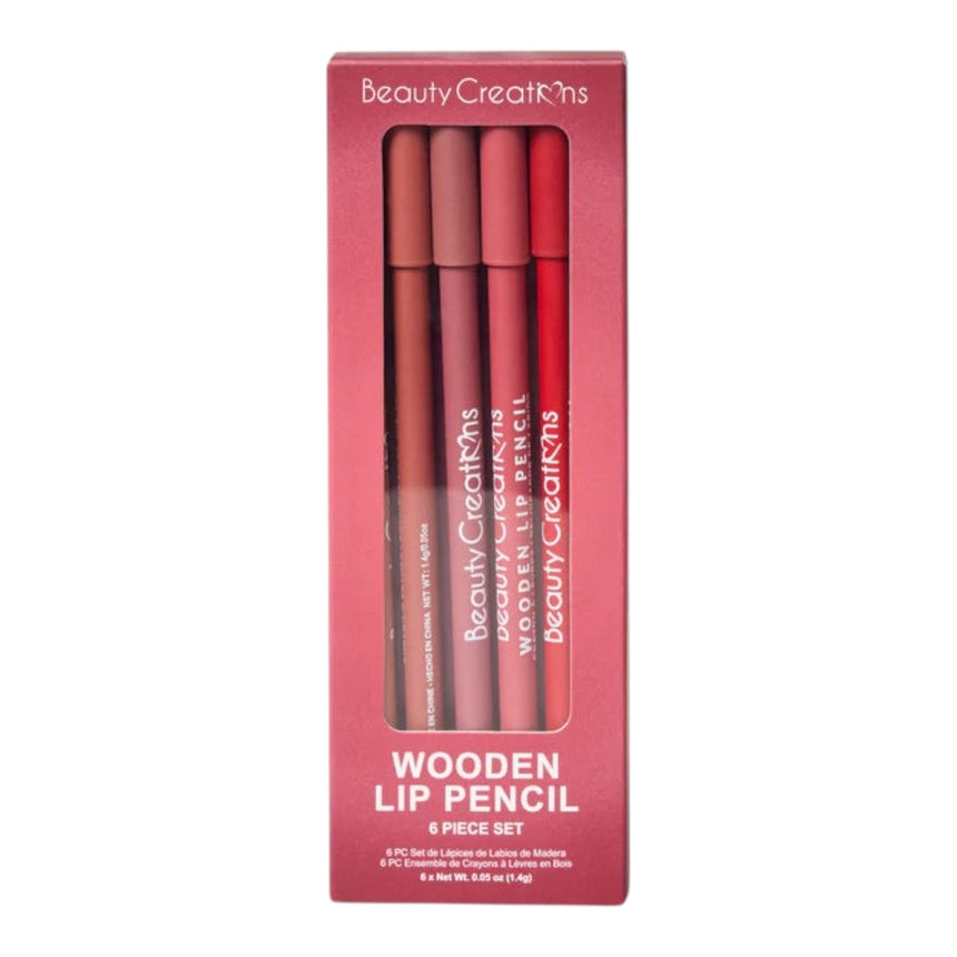 Lápiz de Labios Beauty Creations Wooden Lip Pencil Wine Set 6uni