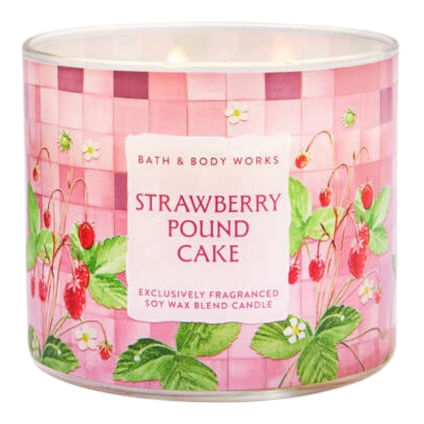 Candela de 3 Mechas Bath & Body Strawberry Pound Cake 3 Wick Candle