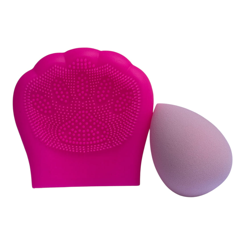 Al por Mayor Dúo de Esponja y Limpiador Ruby Face Silicone Cleansing Brush Powder Puff