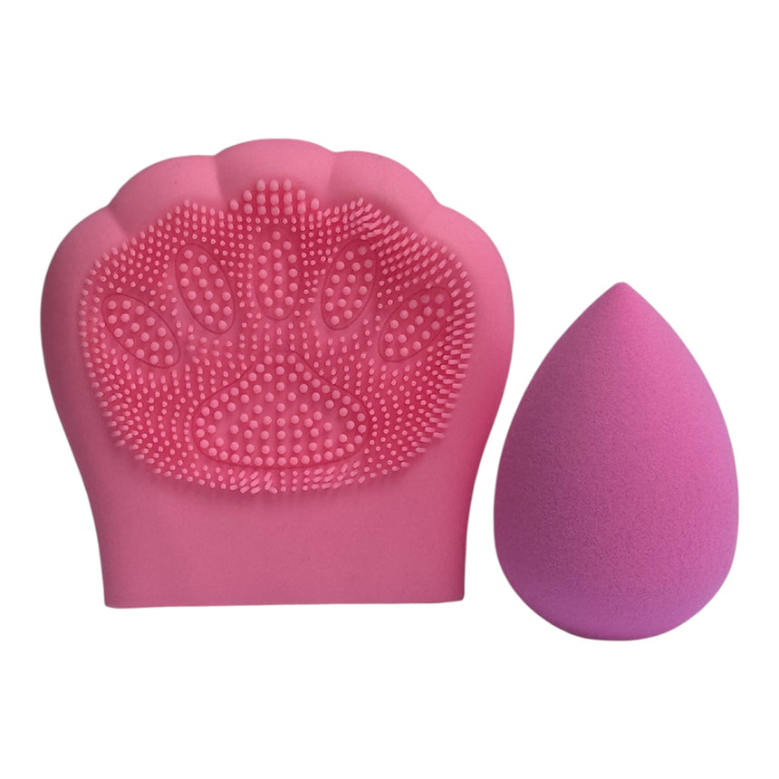 Dúo de Esponja y Limpiador Ruby Face Silicone Cleansing Brush Powder Puff
