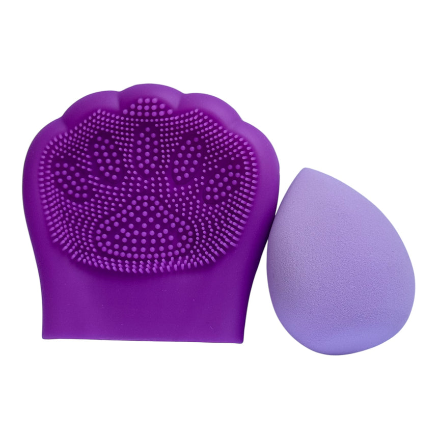 Dúo de Esponja y Limpiador Ruby Face Silicone Cleansing Brush Powder Puff