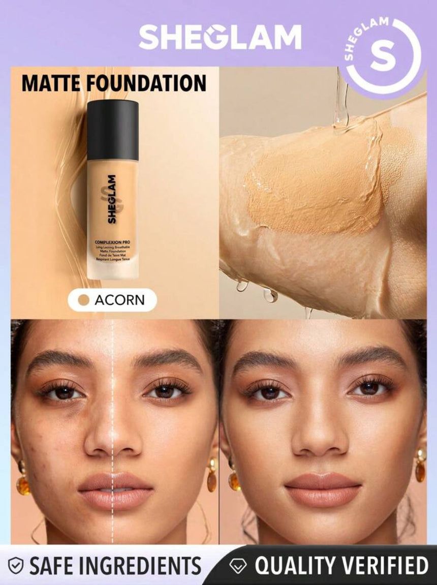 Base She Glam Complexion Pro Long Lasting Breathable Matte Foundation