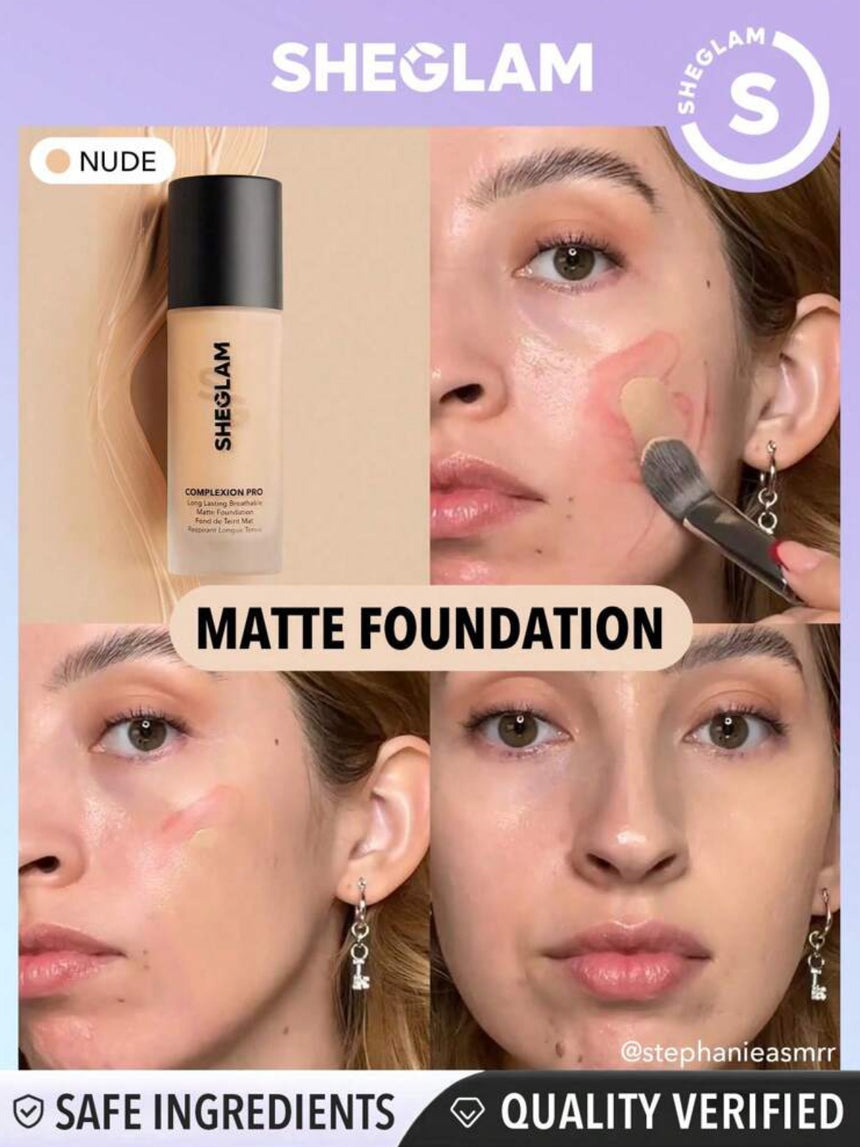 Base She Glam Complexion Pro Long Lasting Breathable Matte Foundation