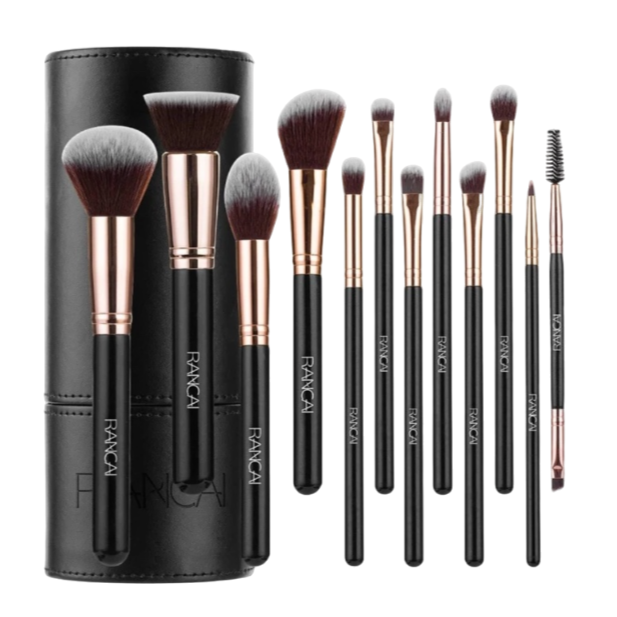 Set de 12 brochas de Maquillaje Profesional de Cabello Sintético RANCAI