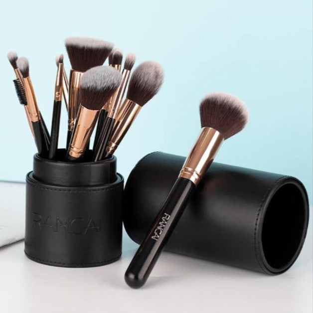 Set de 12 brochas de Maquillaje Profesional de Cabello Sintético RANCAI