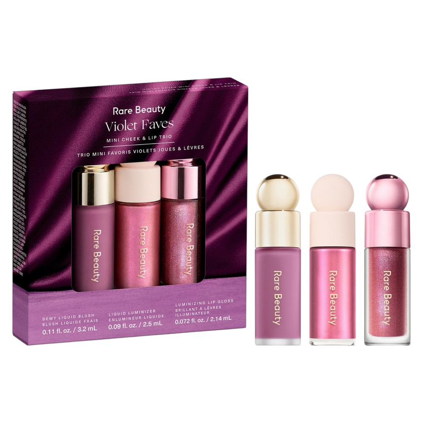 Trío de Labiales Rare Beauty by Selena Gomez Violet Faves Mini Cheek and Lip Trio Makeup Gift