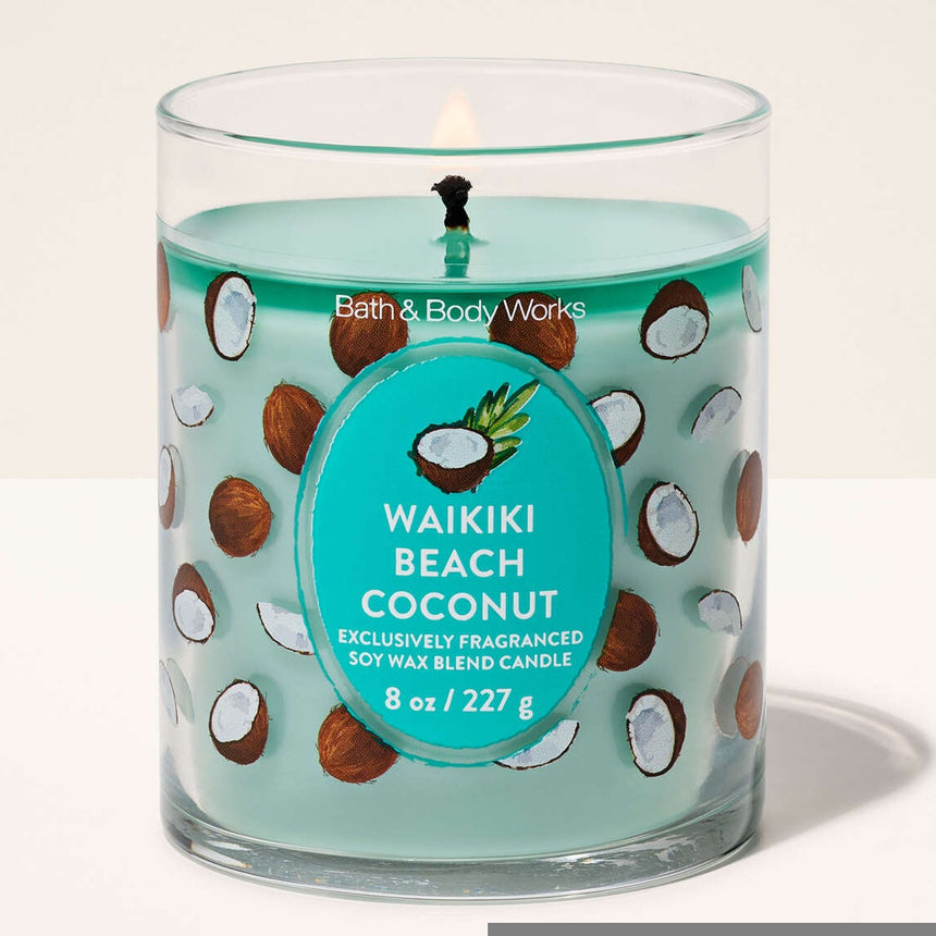 Vela Aromática Bath & Body Waikiki Beach Coconut Single Wick Candle