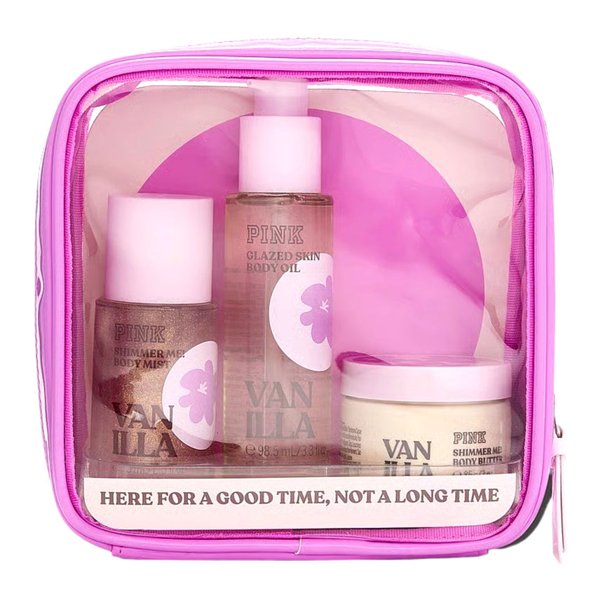 Kit Refrescante Victoria's Secret Pink Let's Glow Away Shimmer Travel Set