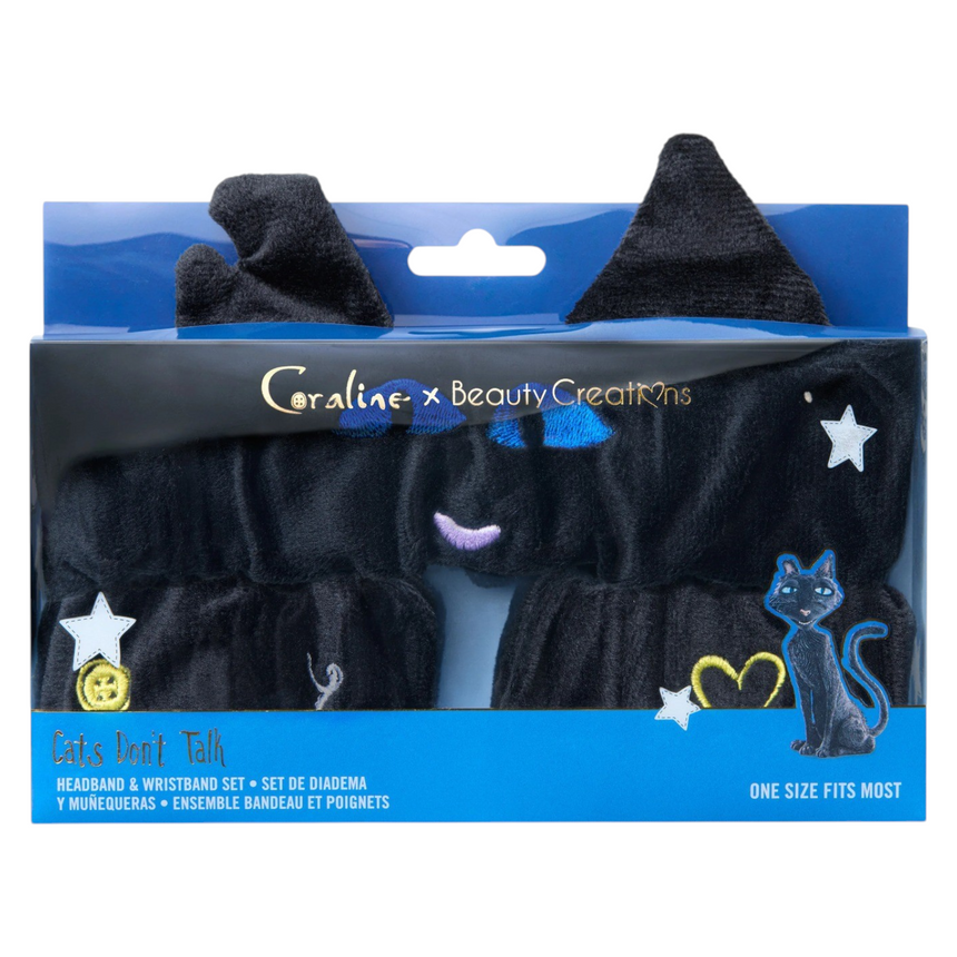 Set de Banda y Muñequeras Beauty Creations x Coraline Cats Don't Talk Headband & Wristband Set