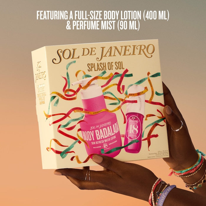 Dúo Aromático Sol de Janeiro 
Splash of Sol Refreshing Body Lotion & Body Mist Duo