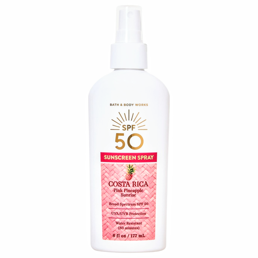 Protector de Piña Rosa Costarricense en Spray Bath & Body Pink Pineapple Sunrise 50spf 177ml