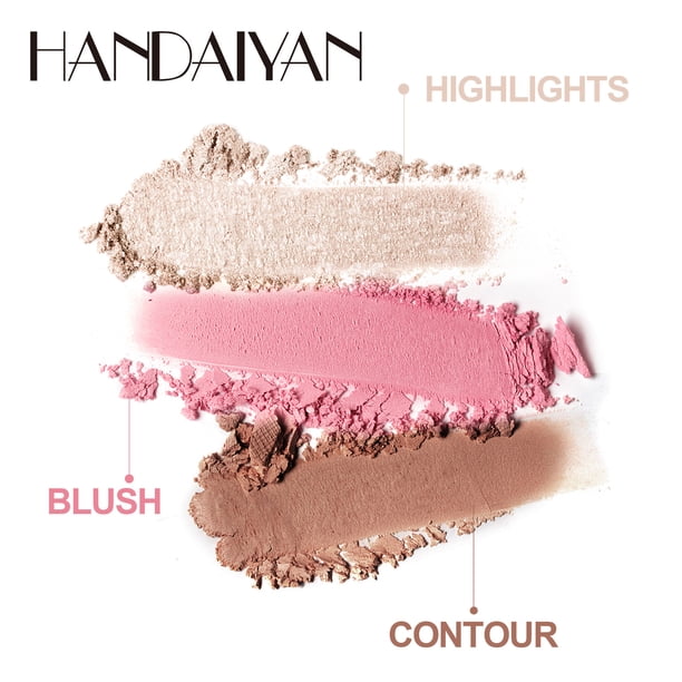 Paleta de Iluminador, Rubor y Contornos Handman 3 un 1 Highlight, Blush & Contour Palette