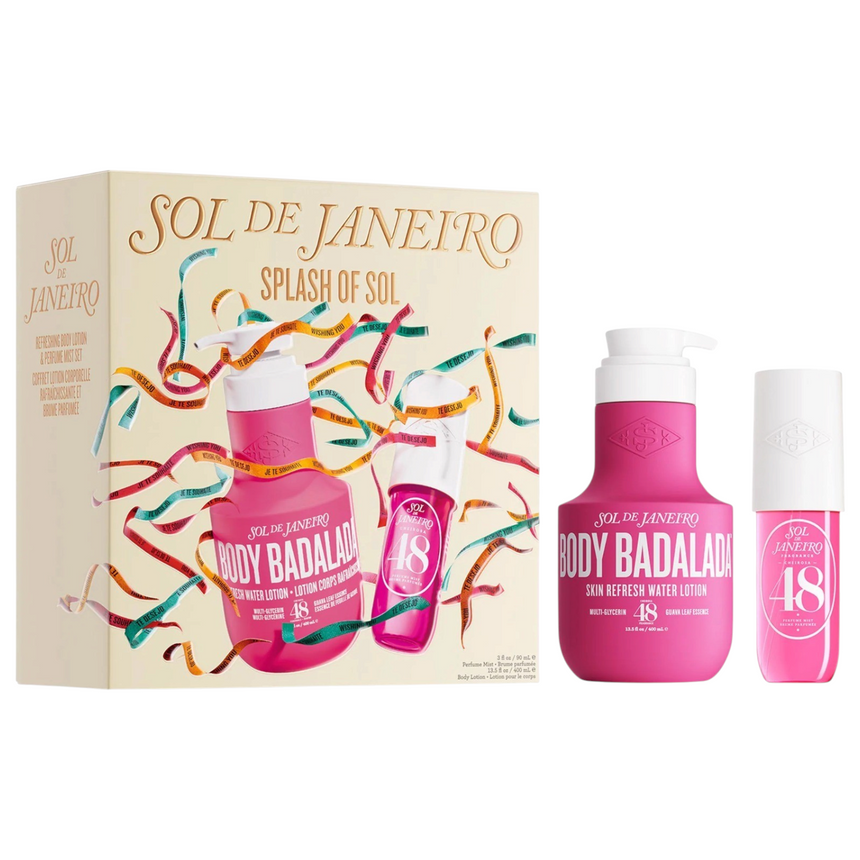 Dúo Aromático Sol de Janeiro 
Splash of Sol Refreshing Body Lotion & Body Mist Duo