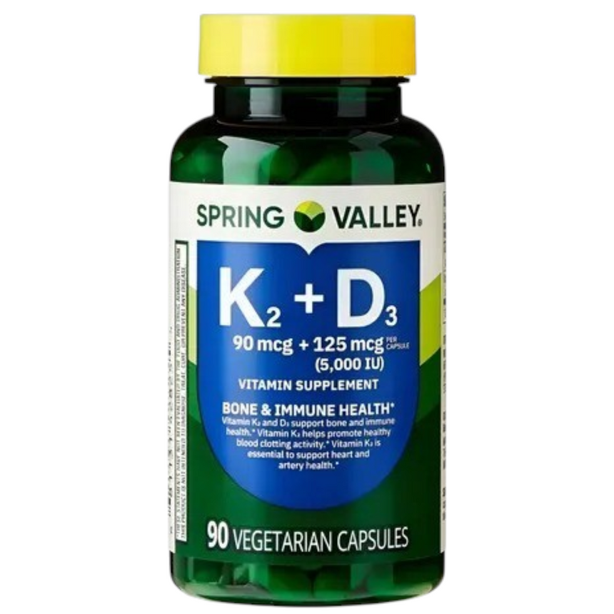 Cápsulas de Apoyo Inmunitario y Óseo Spring Valley K2 DE Vitamin Bone & Inmune Health 90uni