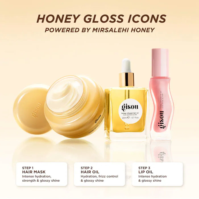 Kit de Cabello y Labios Gisou 
Honey Glow Icons Hair & Lip Set
